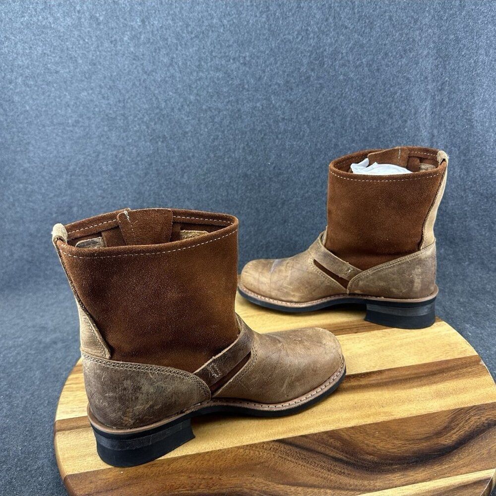 Vintage Distressed Moto Engineer Boots Brown Leather Suede MaxiTred Women's 7M - Picture 9 of 11